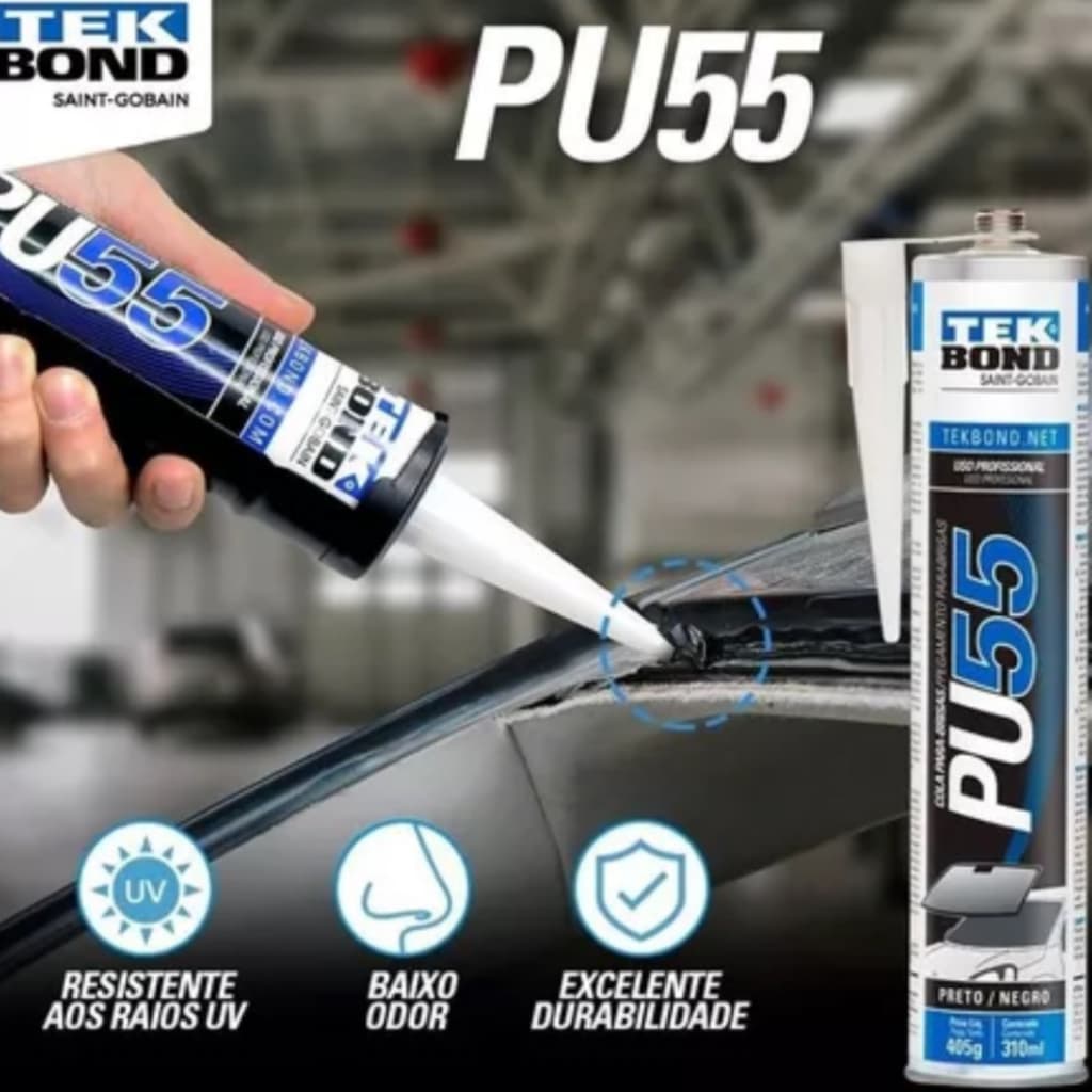 COLA PARABRISAS PU55 PRETO 405G/310ML TEKBOND