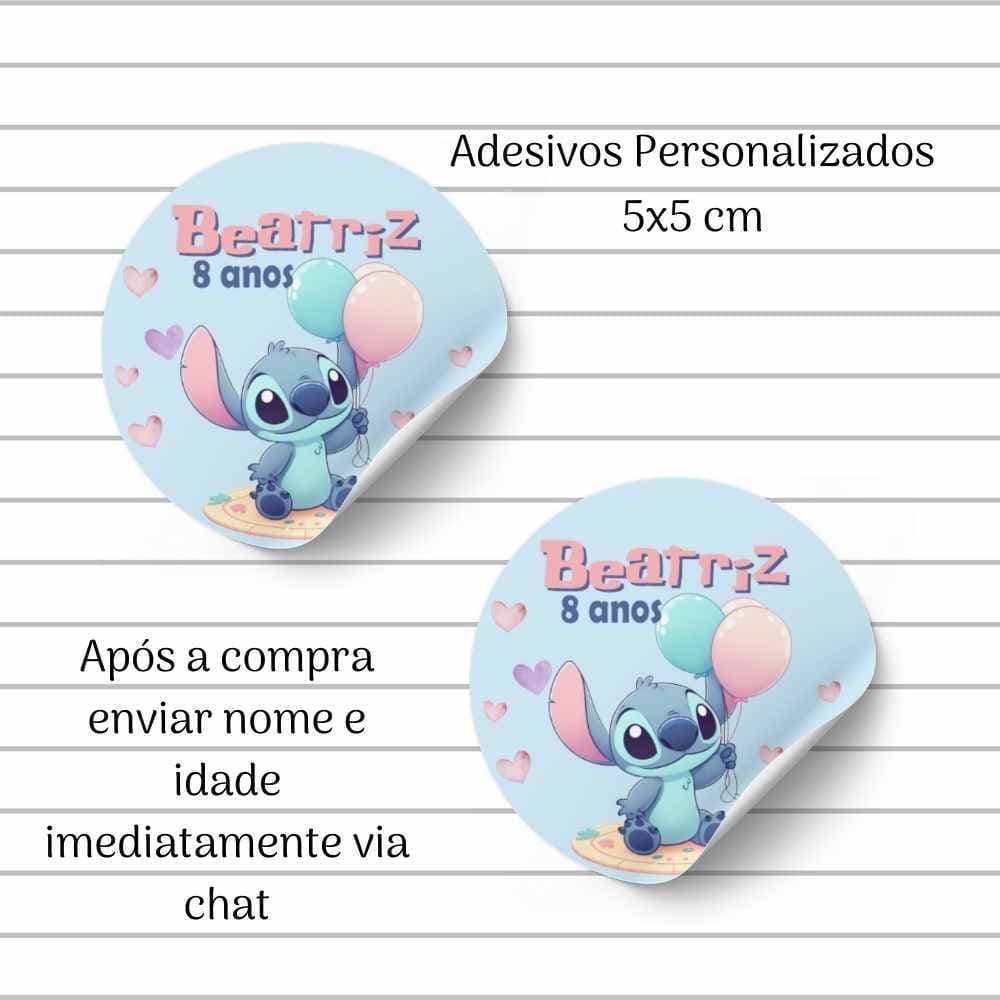 30 / 60 / 105 ADESIVOS PERSONALIZADOS STITCH 5x5 (Envio rápido)