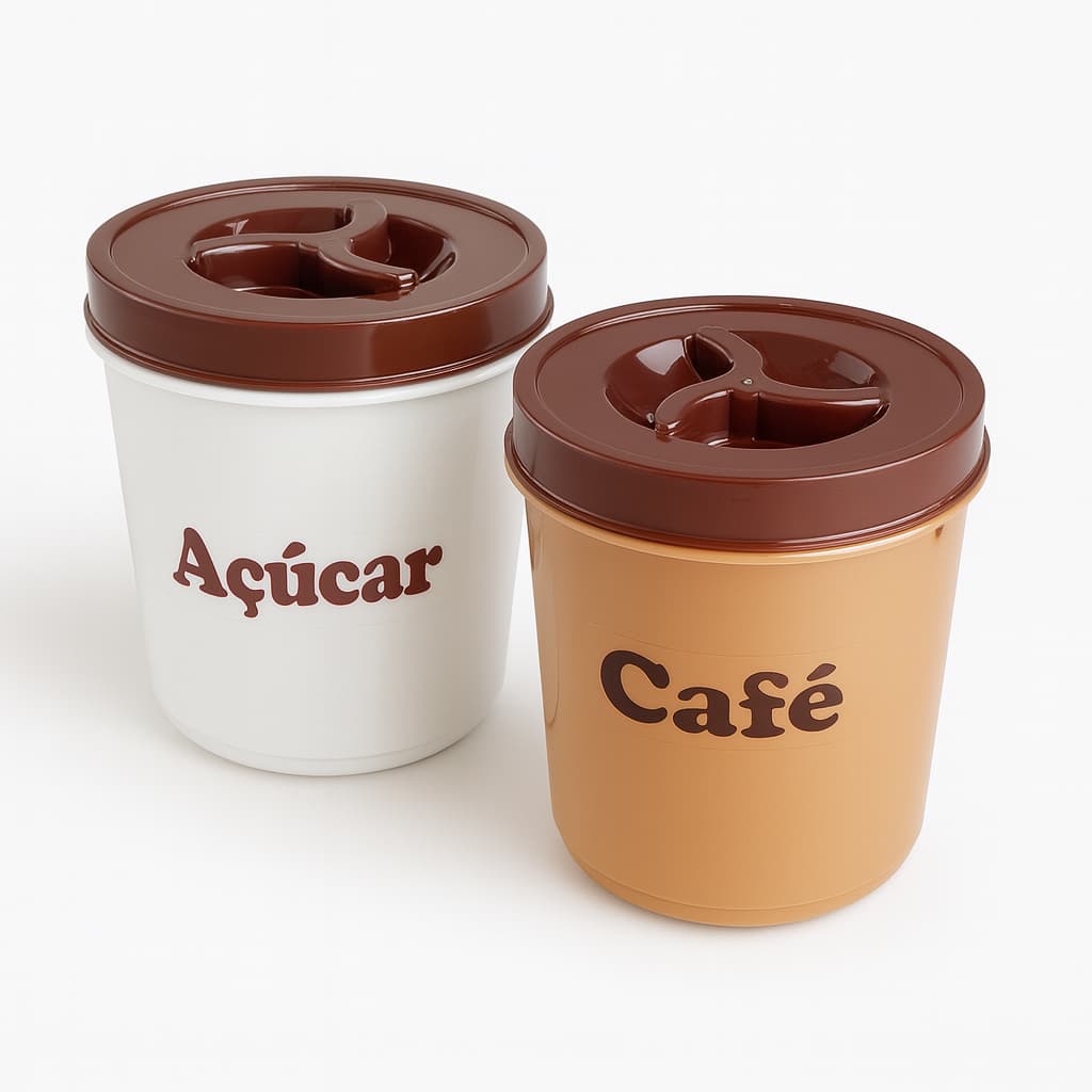 Pote Cozinha Organizador Café e Açúcar Tampa Rosca Plástico Resistente