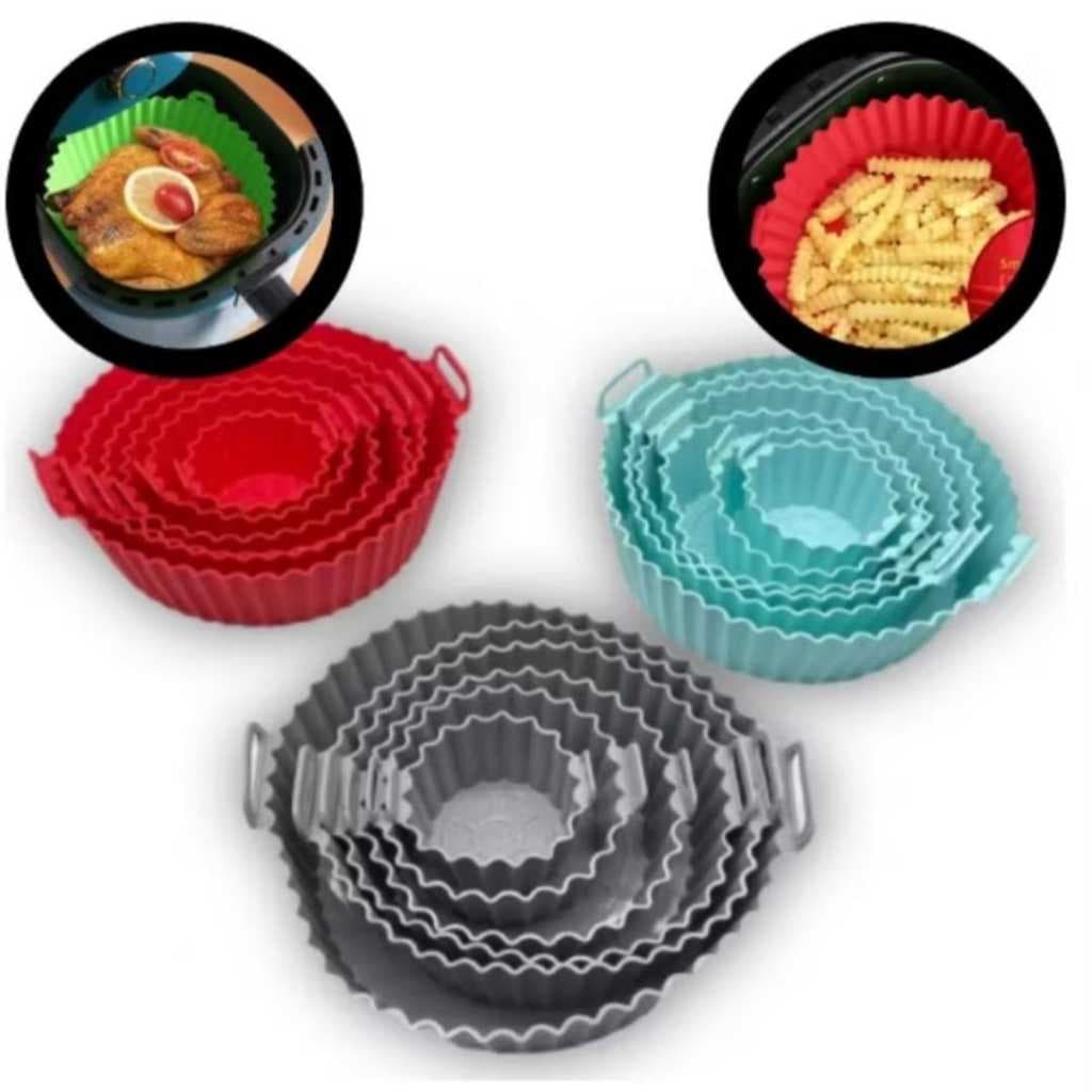 Kit Com 6 Unidades De Assadeira Forma De Silicone Para Air Fryer Lavável forno e microondas