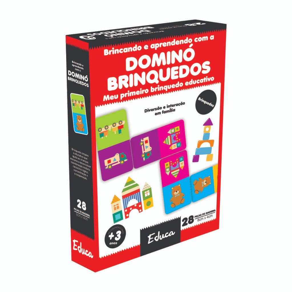 Dominó Brinquedos Jogo Educativo Pedagógico Montessori Madeira Mdf Infantil Didático