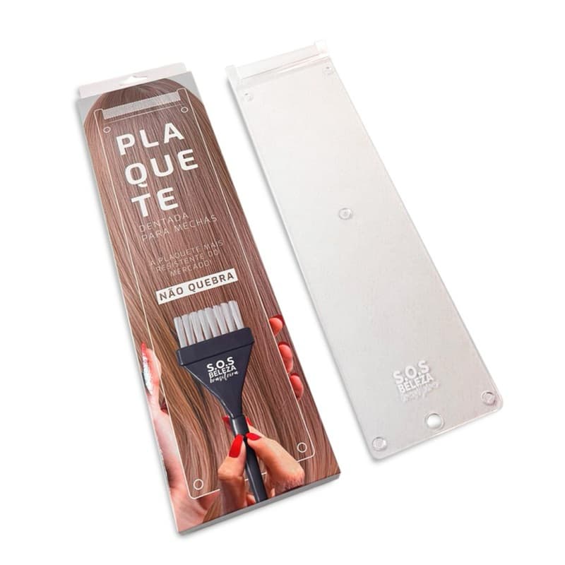 Plaquete Dentada Transparente Para Mechas e Reflexos Sos Beleza Brasileira Salão de Beleza + Caixa Exclusiva de Brinde