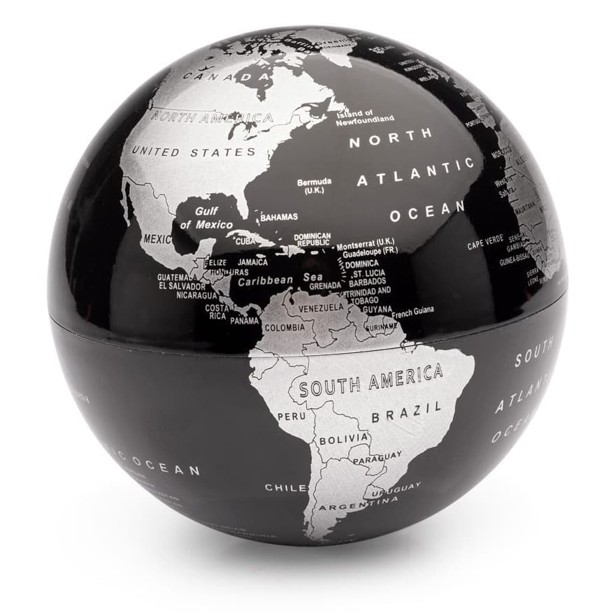 Globo Mapa Giratório Gira Mundo Preto Com Luz Led Imaginarium