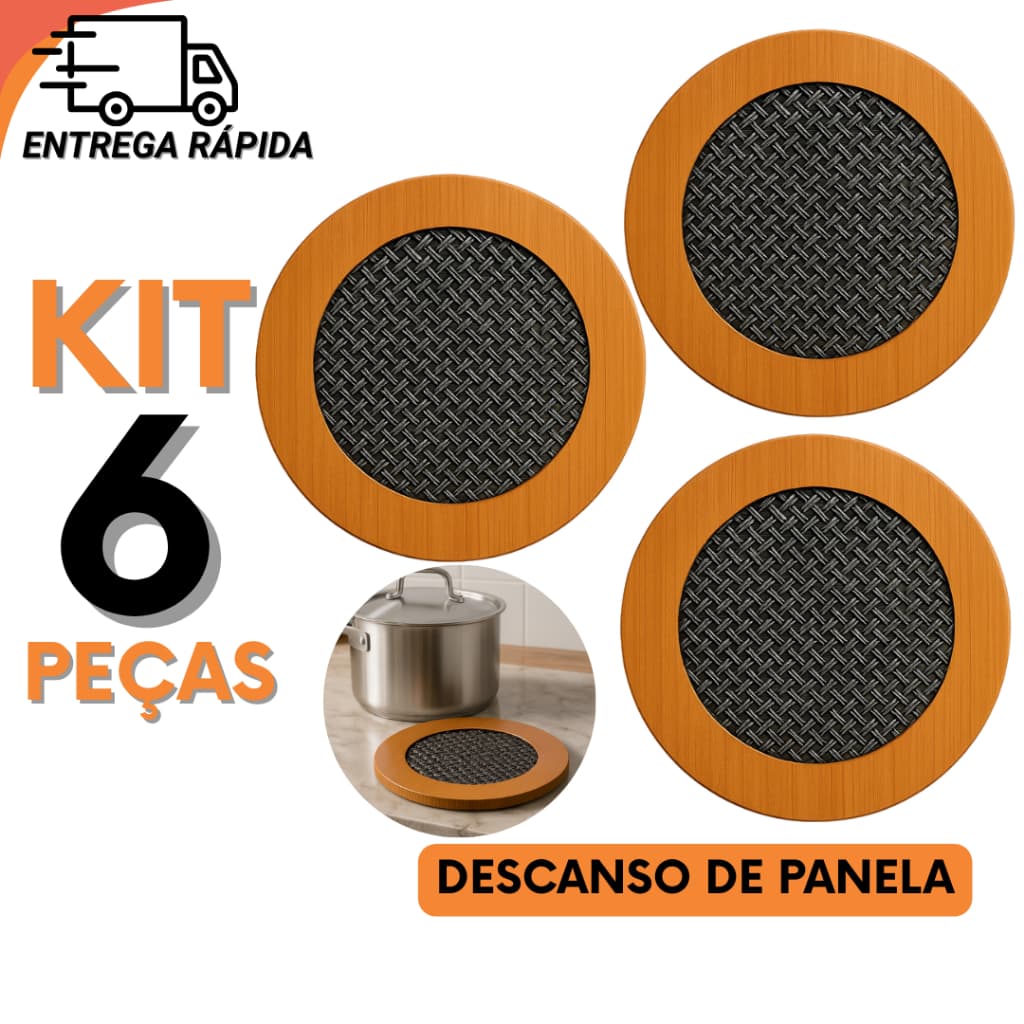 Jogo 6 4 2 ou 1 Peças De Descanso de Panela de Madeira Quadrado Protege Mesa e Bancada Contra Calor