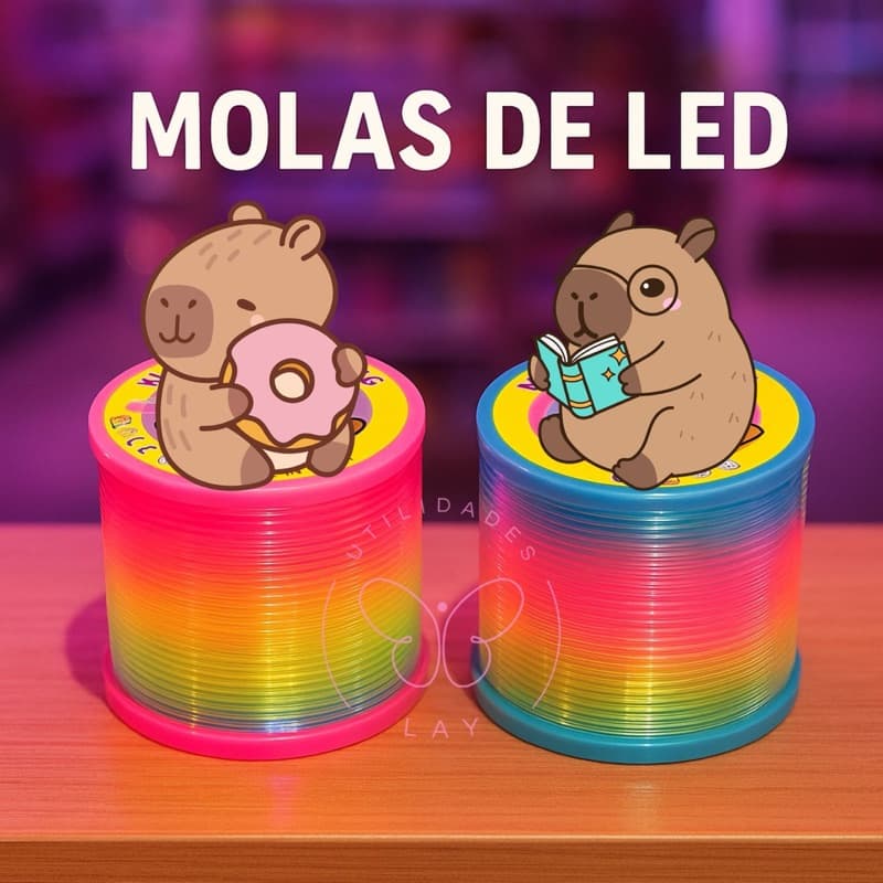 Kit 2 Molas Maluca Led Capivara colorida com Gliter