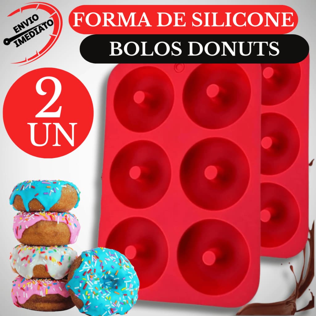 KIT 2 Forma Para Mini Donuts Mini Pudins Rosquinhas Silicone 12 Cavidades