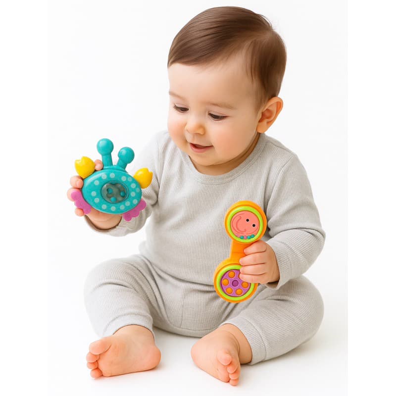kit De Bebê Brinquedo Dia Das Crianças Infantil Para Bebê Com 2 Peças Chocalhos Coloridos