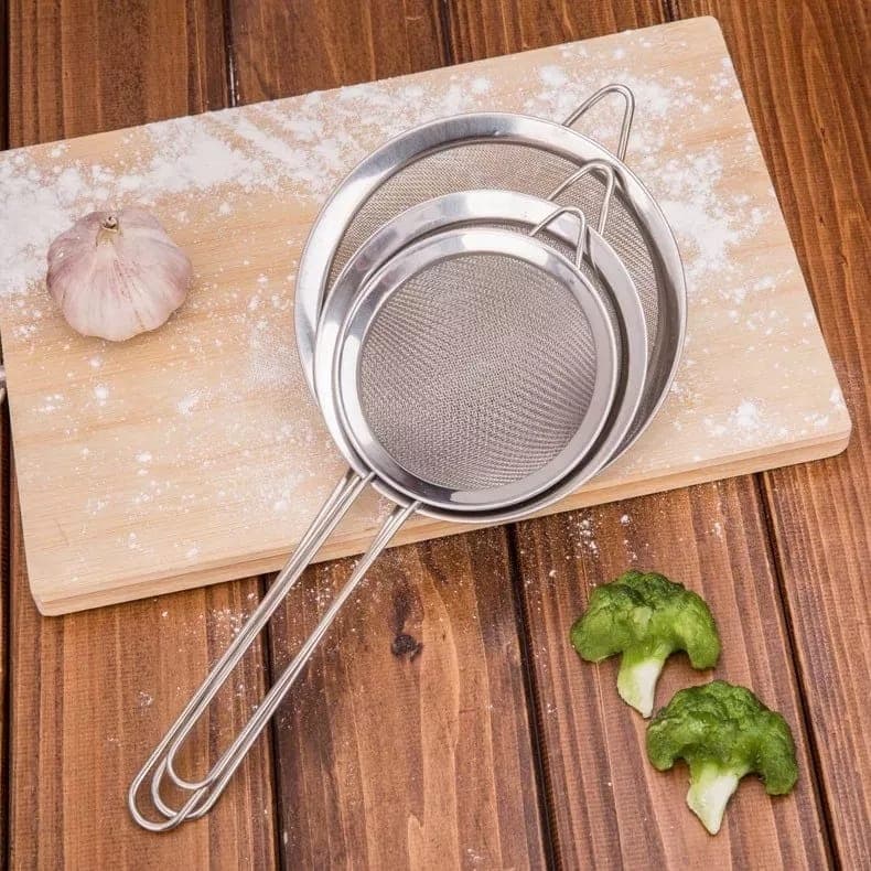 Peneira aço Inox Para Cozinha  - Kit / Tamanhos 12cm 14 cm 24cm
