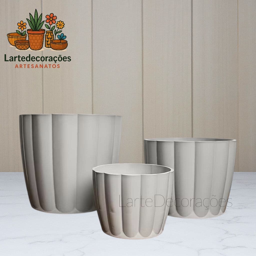Kit com 3 Vasos para Plantas Decorativo Cachepô Moranga Liso Centro Mesa Suculentas Cactos N2 N3 N4