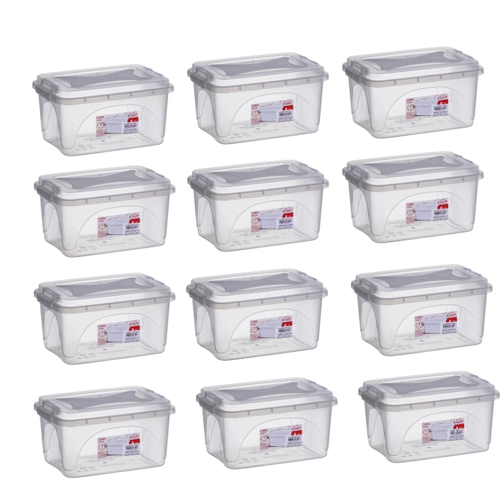 Kit Potes Plásticos 3 Litros Transparentes Com Tampa De Trava Resistente  Caixas Organizadoras