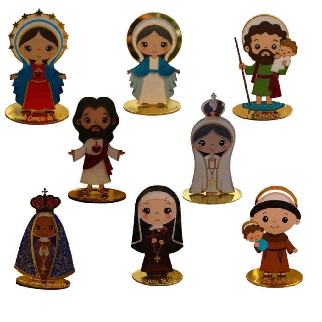 kit 16 Santinhos católicos lembrancinha Religiosa Mdf e Acrílico 3mm