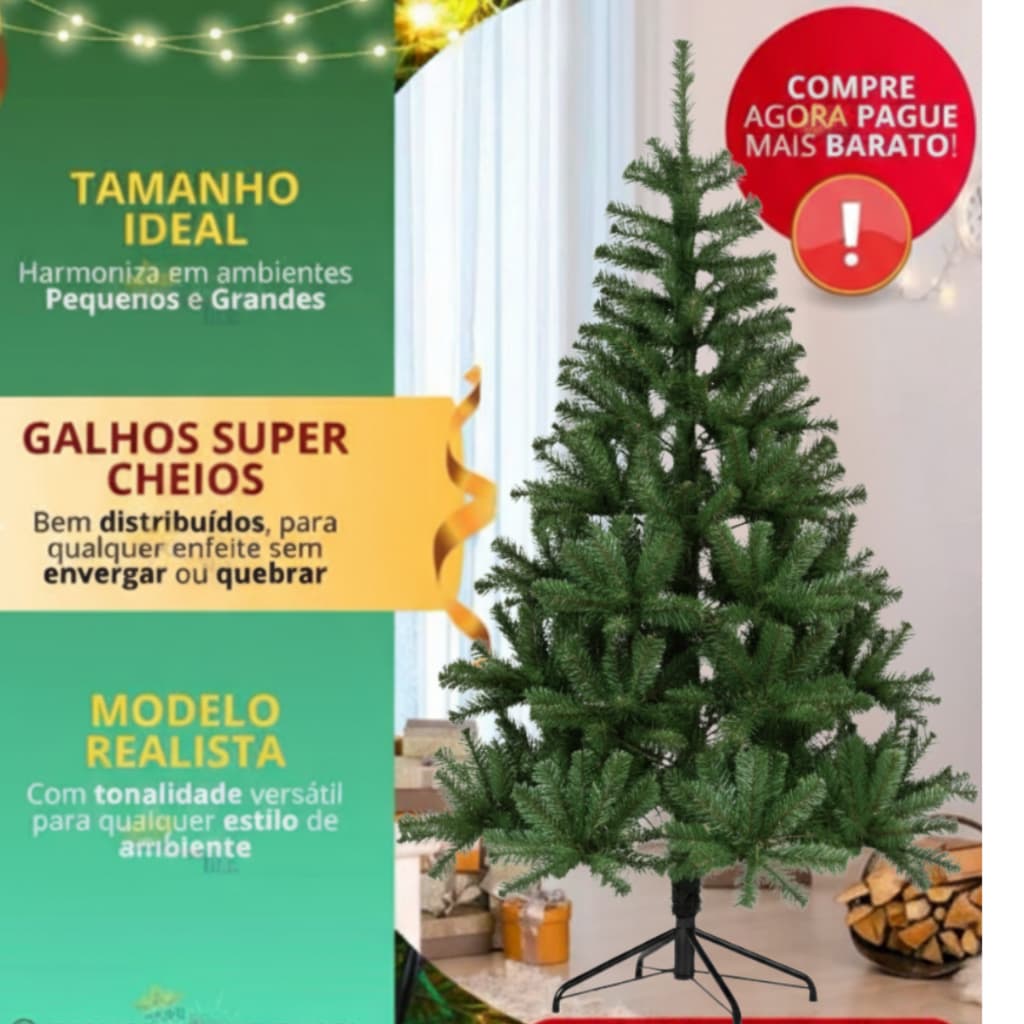 Arvore de Natal Pinheiro Luxo 2,10m 500 Galhos Verde GrandeCheia