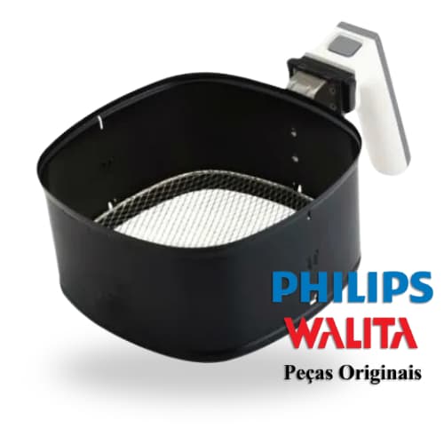 Cesta Fritadeira Philips Walita Original RI9225 RI9217 RI9220 Panela Bandeja suporte Airfryer Preta