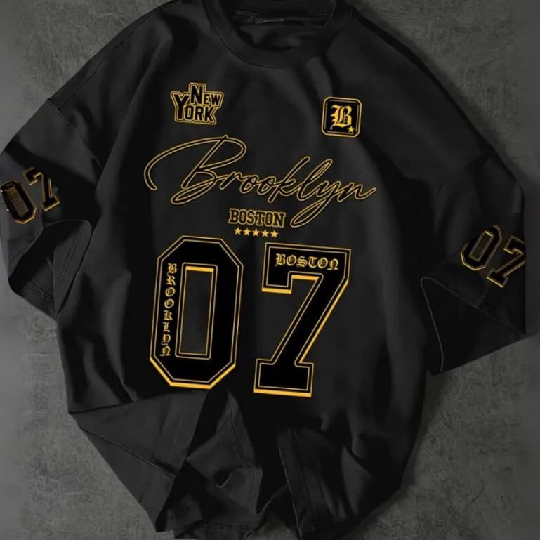 Camiseta Oversized Masculina Esportiva Confortável Algodão Brooklyn Streetwear