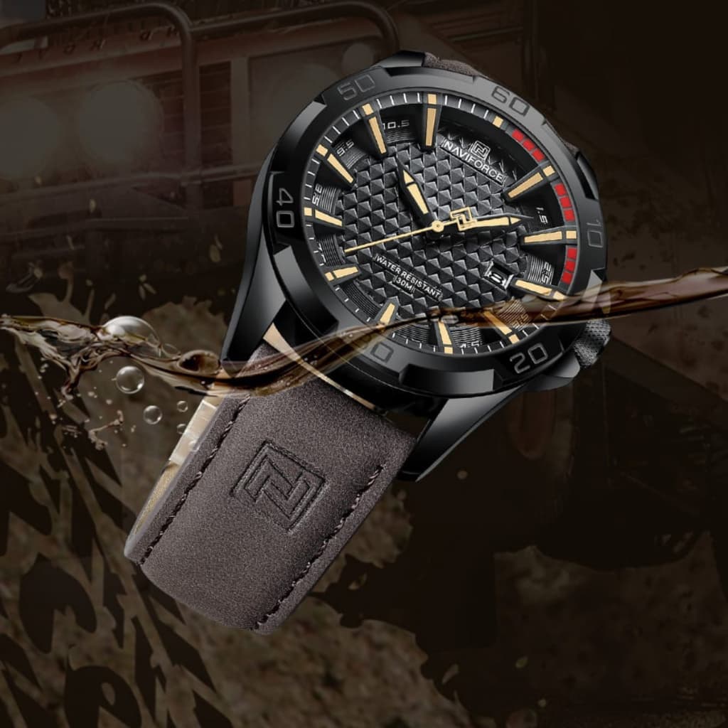 NAVIFORCE Relógio Masculino 8023 Moda Esporte Couro, Cores Variadas à Prova d'água Quartzo Casual