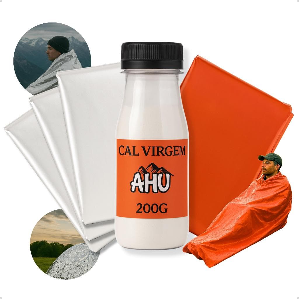 Kit acampamento Saco aluminizado 3 mantas térmicas de emergência cal virgem
