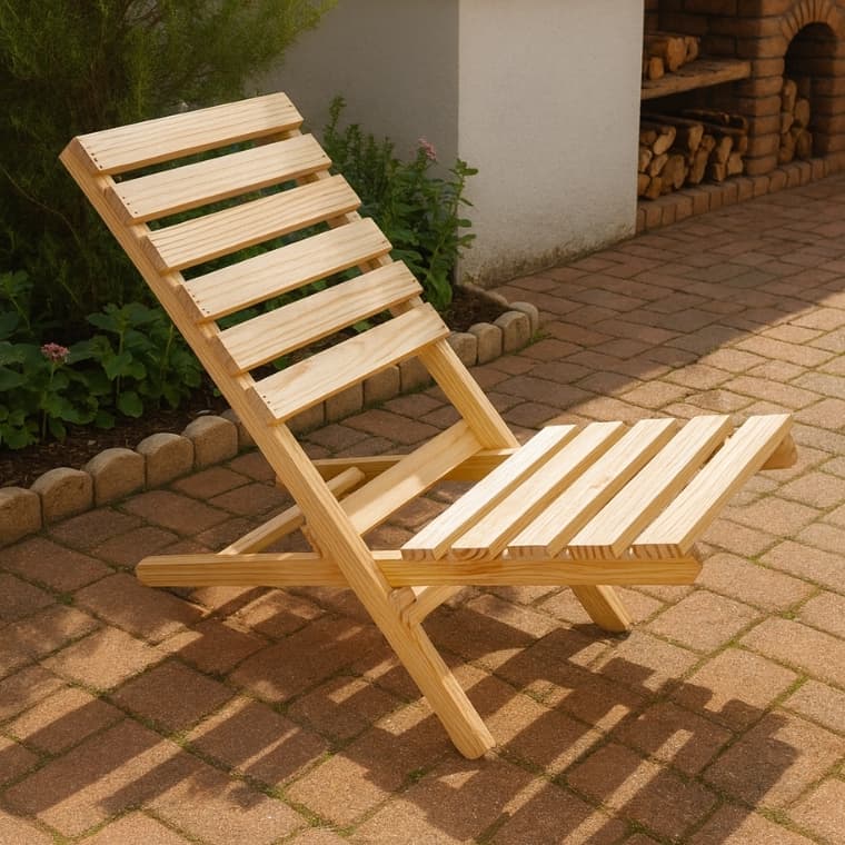 Cadeira de Madeira de Pinus Desmontável para Área Externa – Compacta, Ideal para Varanda, Jardim ou Espaço Gourmet
