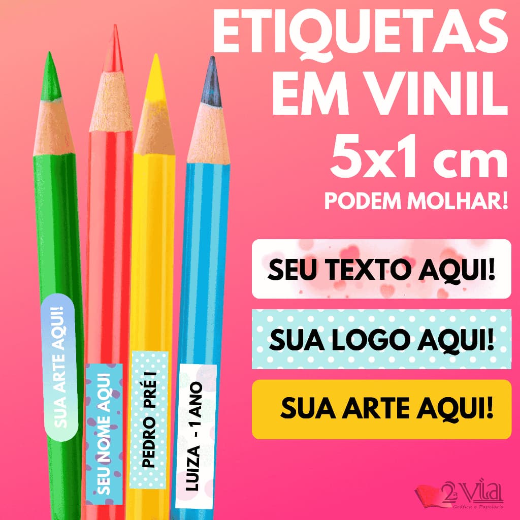 Etiquetas Adesivas Escolares Para Lápis Potes etc |  Vinil Branco ou Transparente Vinil Prova Dágua