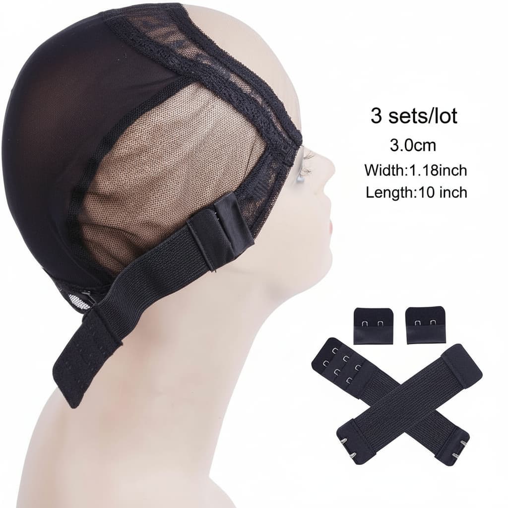 Kit Extensor Elástico Ajustável Para Peruca e Lace – Antideslizante Preto, Removível e Multifuncional
