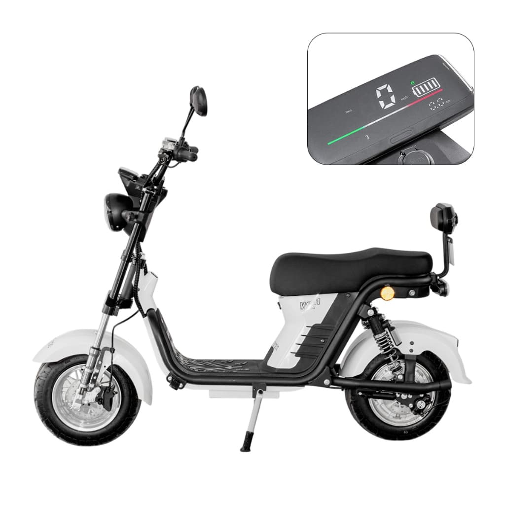 Scooter Moto Elétrica WeHawk WX-11/12 Branca 1000W 60V 20Ah 2 Lugares Sem CNH