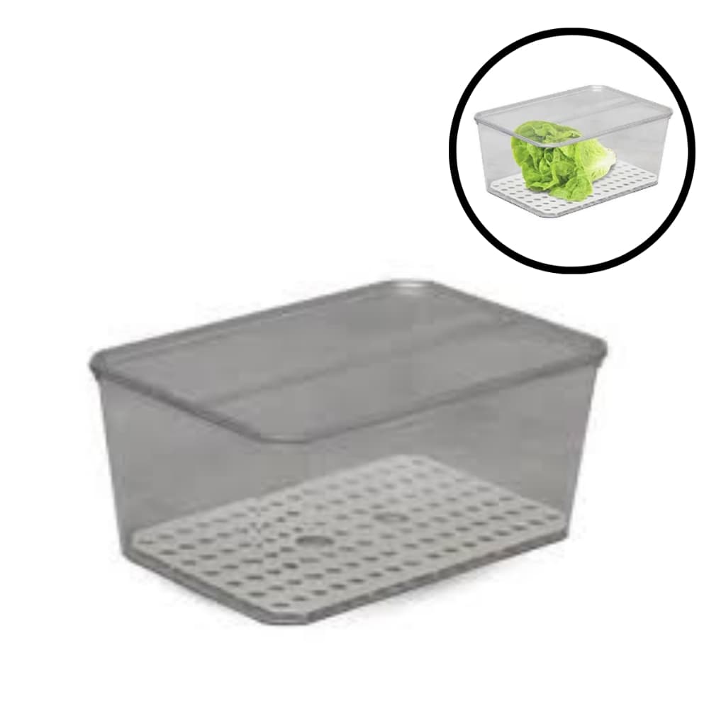 Organizador de Geladeira Com Tampa 4 litros Pote Cesto Porta Frutas Salada Verduras Legumes