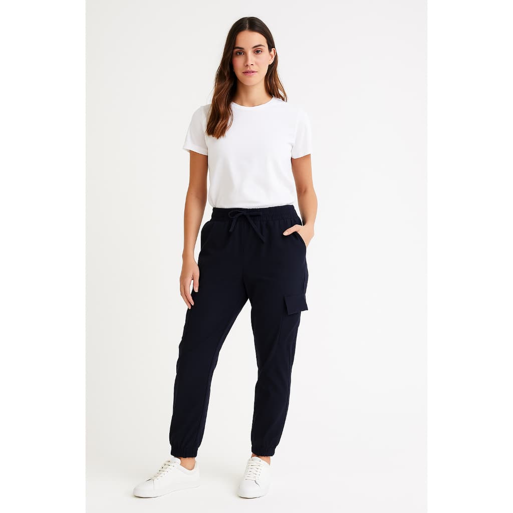 Calça Jogger Cargo Moletinho Feminina Moderna com Bolsos e Elástico