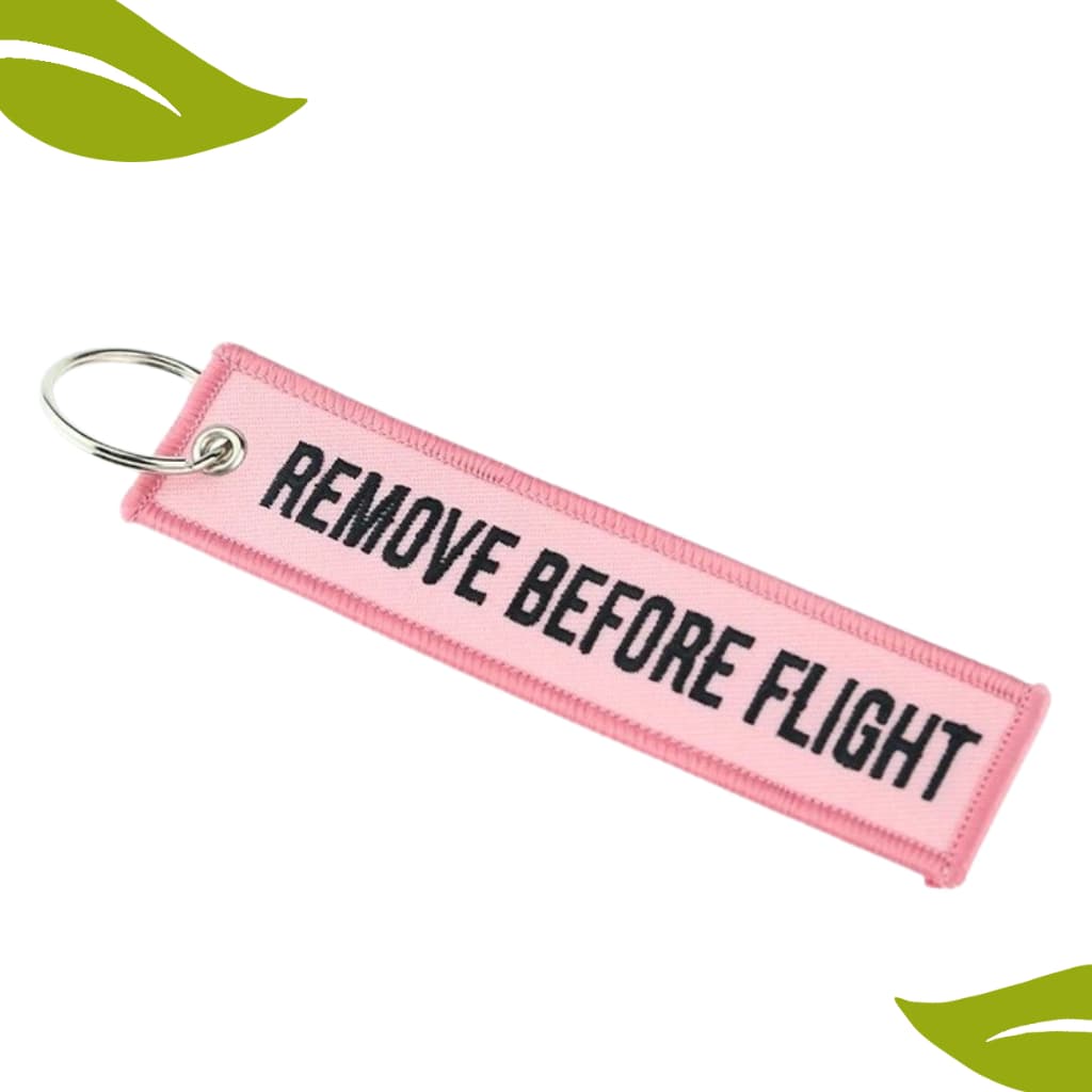 1 Chaveiro Bordado Remove Before Flight Rosa - Premium