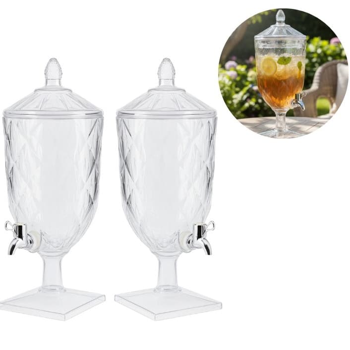 Kit 2 Suqueira 4,5 Litros Acrílico Cristal com Torneira