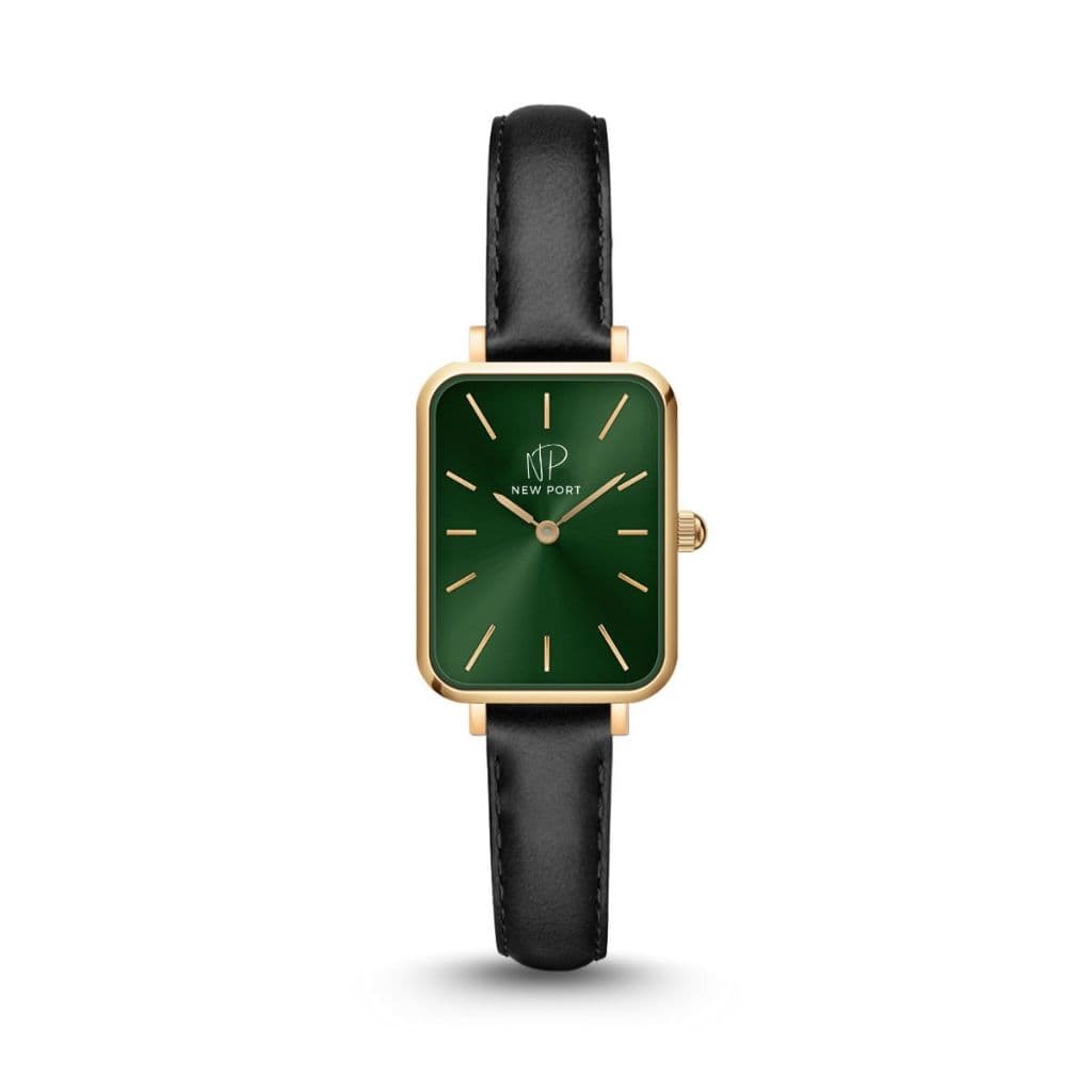 Relógio Feminino Quadrado Elegante Pulseira Preta Casual Analógico New Port