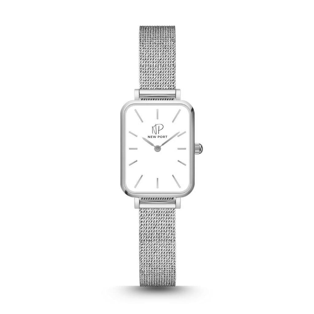 Relógio Feminino Quadrado Prata Minimalista Casual Elegante New Port