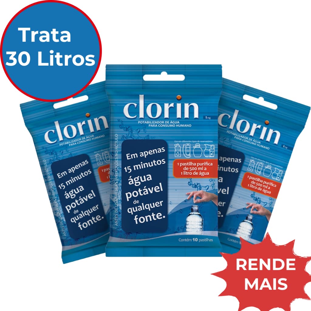 Kit 30 Pastilhas P/ Limpar e Purificar Água - Clorin 1