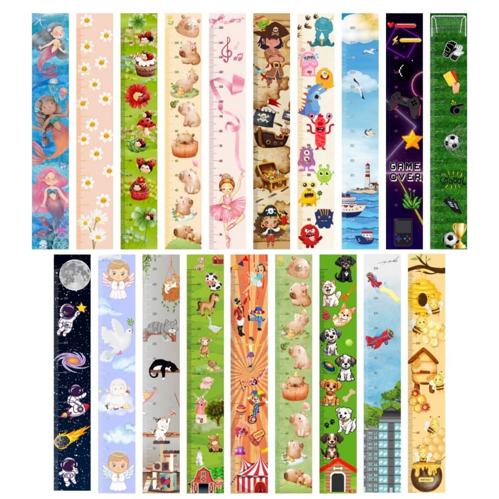 Regua de Crescimento Adesiva Infantil Quarto Bebe Criancas Decorativo Desenhos Girafa Dinossauro