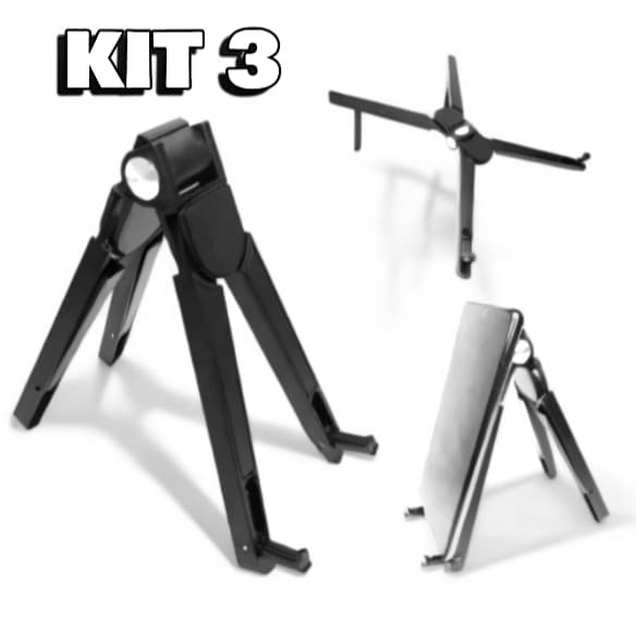 Kit 03 Suporte Multifuncional Para Celular Notebook Ergonômico Portátil Ajustável
