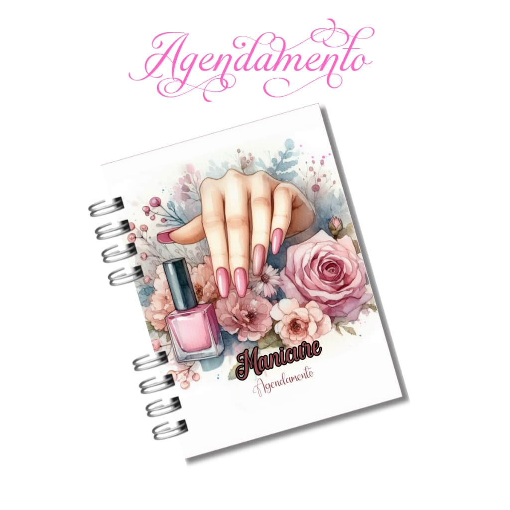 Agenda Manicure e Pedicure Personalizada com Nome | Capa Dura | Permanente | Agenda Profissional Nail Designer