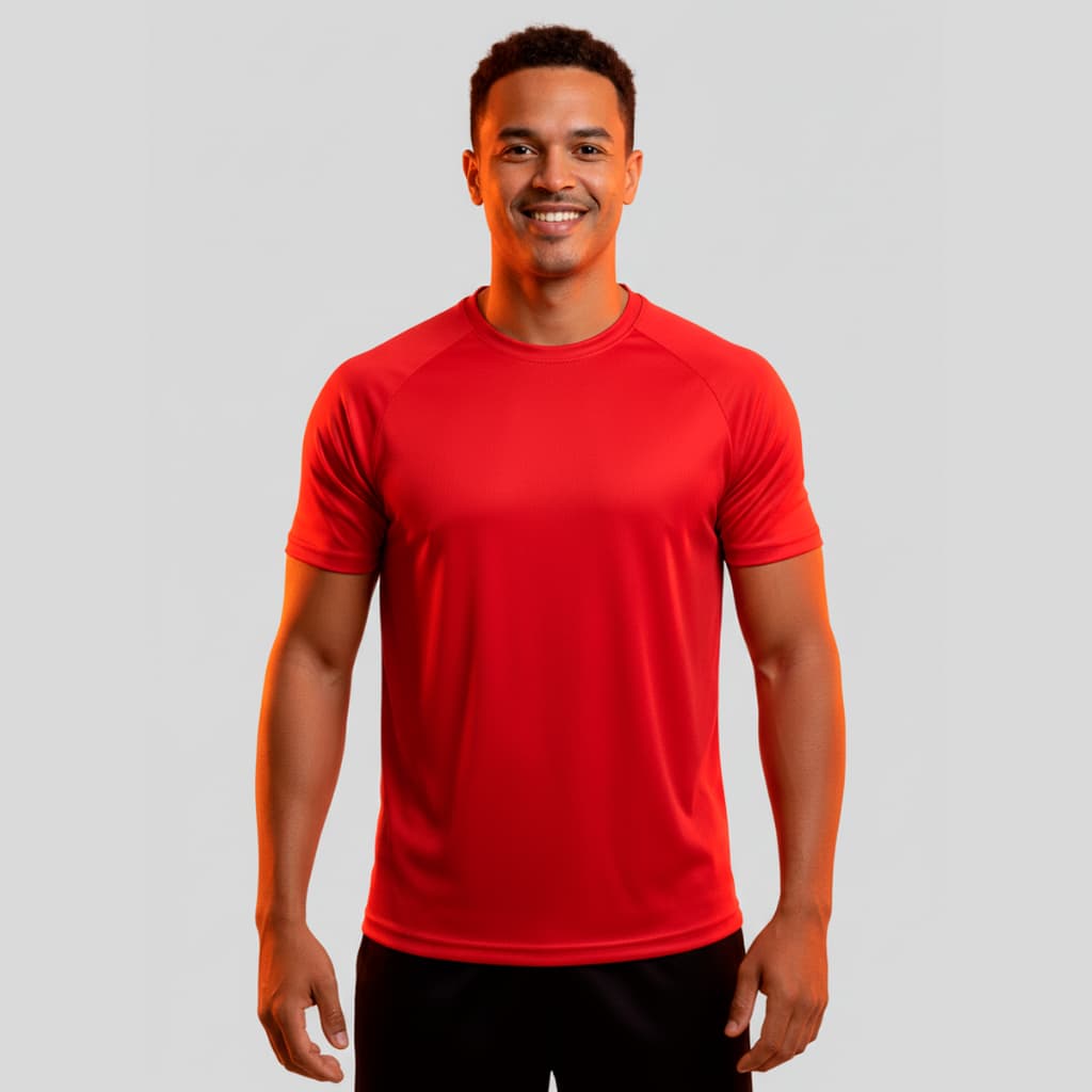Camisa Vermelha Lisa em Poliéster Premium antiodor camiseta