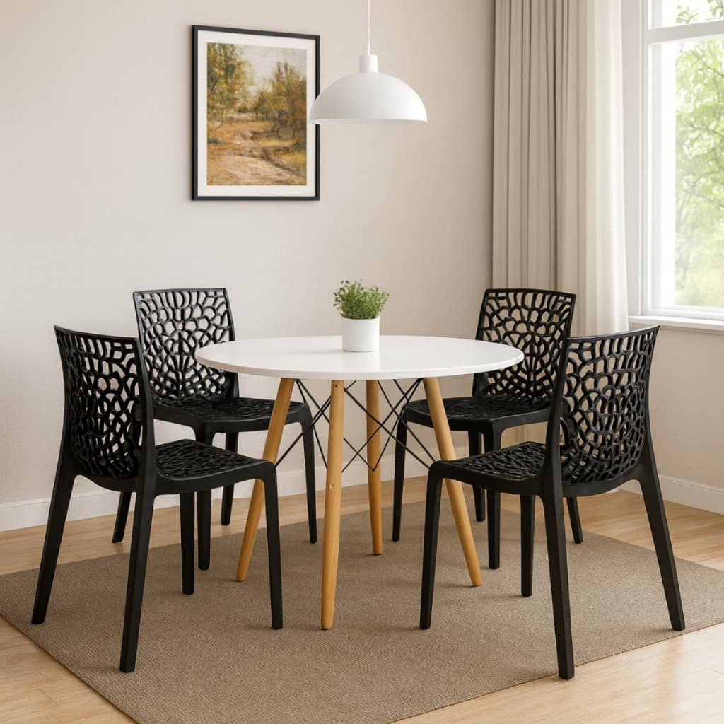 Conjunto Mesa Redonda com 4 Cadeiras Perfeito para Sala Gourmet