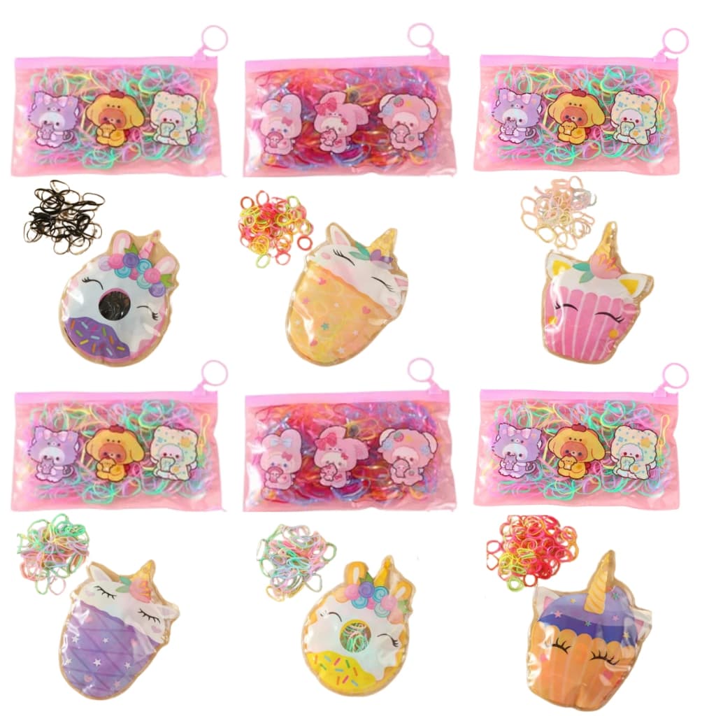 12 kit elastico para cabelo infantil para meninas laço acessorios cabelo lembrancinha festa prenda