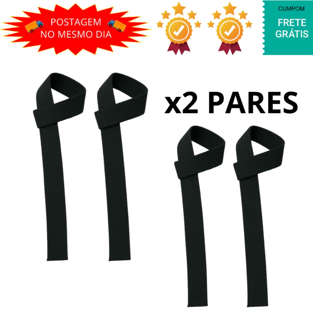 2 Pares Tala Strap musculação academia preto fita treino costas
