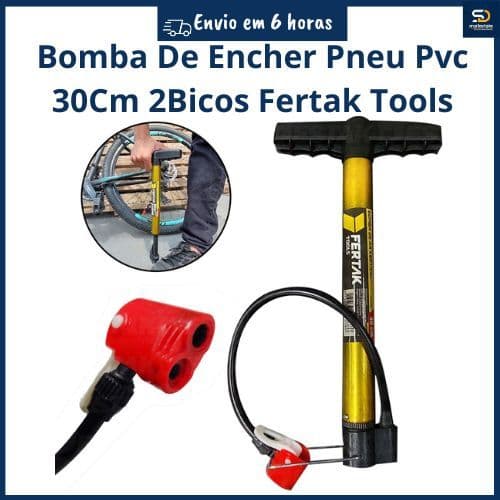 Bomba De Encher Pneu 30cm Com 2 Bicos Fertak