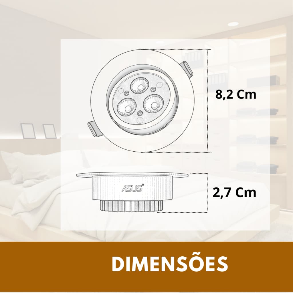 1-5 Luminárias Spot Led 3w Branco Embutir Direcionável Teto 6.500K