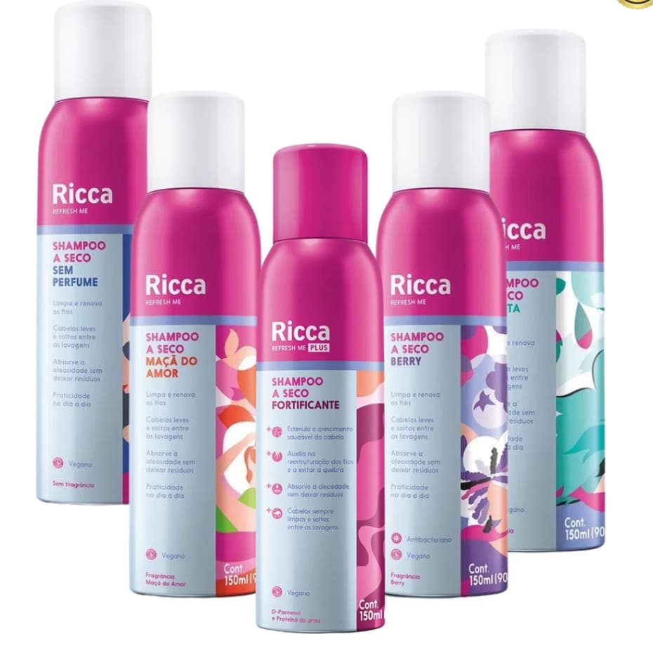 Shampoo a Seco Ricca 150ml Remove Oleosidade Raiz Volume Instantâneo (Qualquer Fragrância)