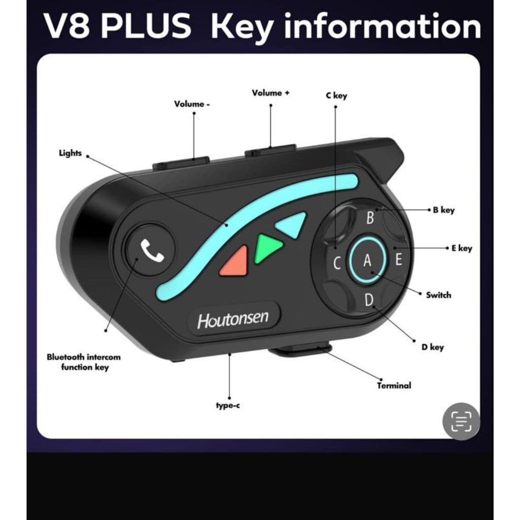 Intercomunicador Capacete De Moto Bluetooth Com Fone e Microfone V8 Plus