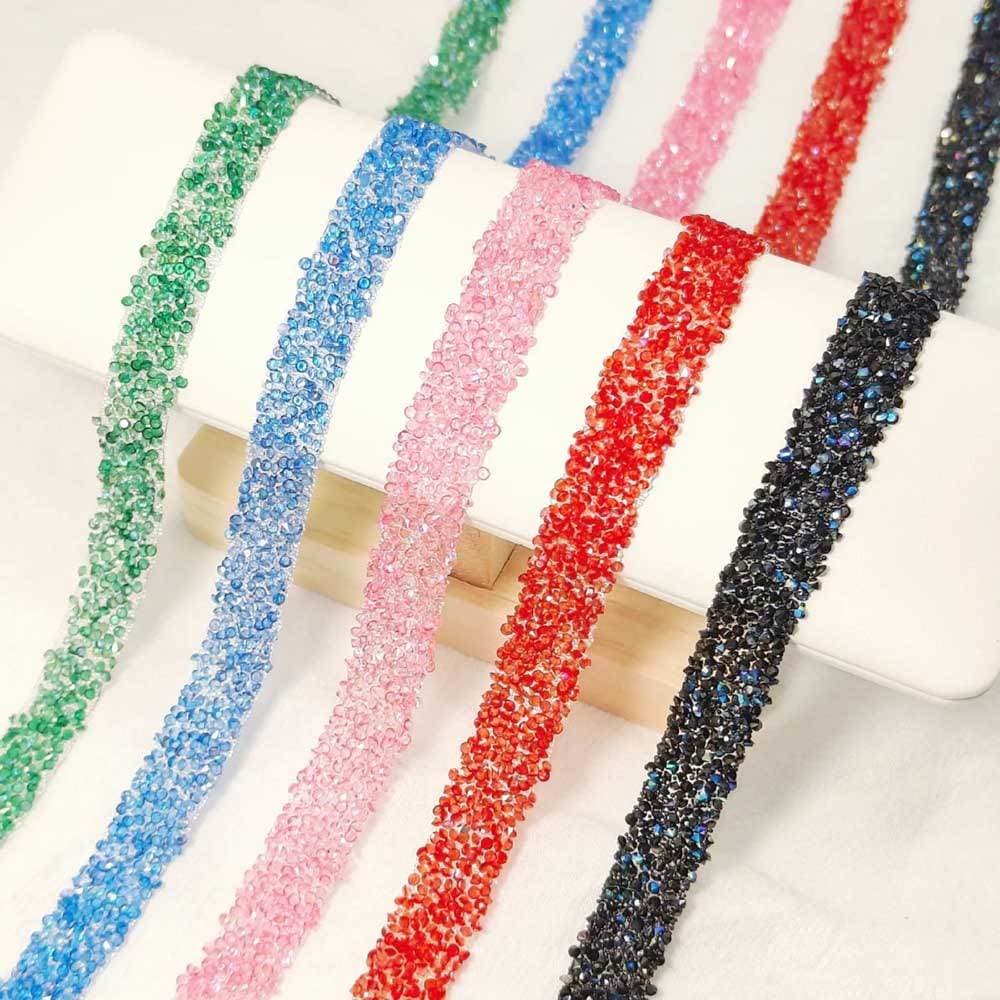 Tira de Strass Base Silicone Termocolante Fita de Cristal Micro Manta para Artesanato