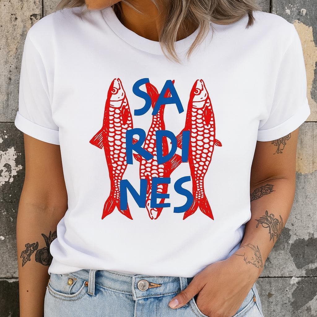 Camiseta Feminina Sardines T shirt Confortável Estilosa 100% Algodão Premium Entrega Imediata