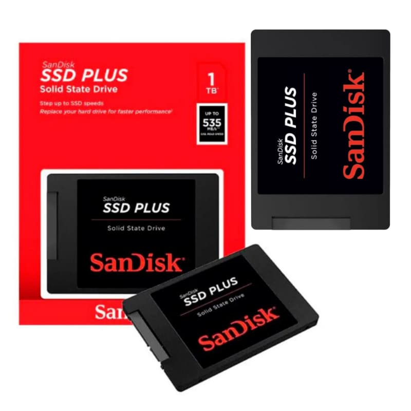 SSD Sandisk Plus 1TB /480GB/240GB  Sata Interno e Case HD Externo Exbom Externo
