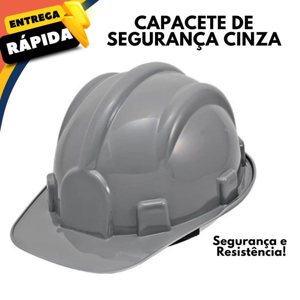 Kit 2 Capacete Cinza EPI Segurança Construção Proteção Obra Pedreiro Engenheiro Operários Com Carneira