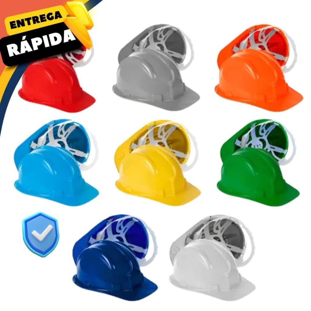 Capacete Com Carneira Obras Construção Cívil Eletricista Pedreiro Operario Resistente Proteção EPI