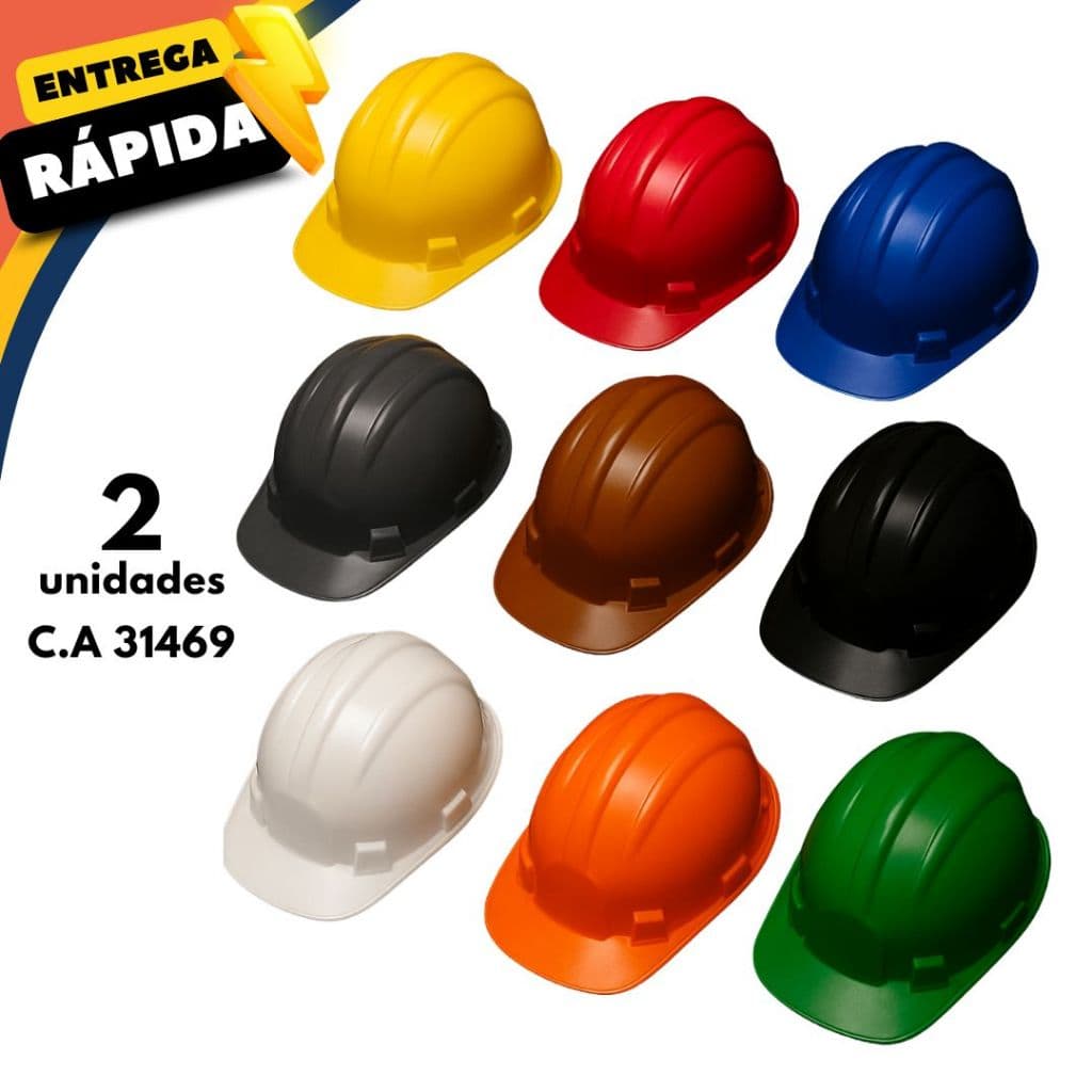 Kit 2 Capacete de Segurança Proteção Para Cabeça Impacto Obra Construção Civil com Kit Carneira