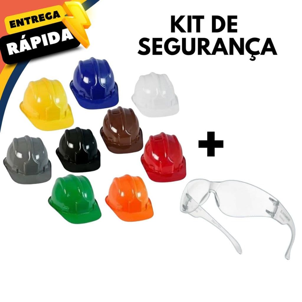 Kit Capacete e Oculos de Segurança para Obra Construção Civil Arquiteto Eletricista EPI Conforto