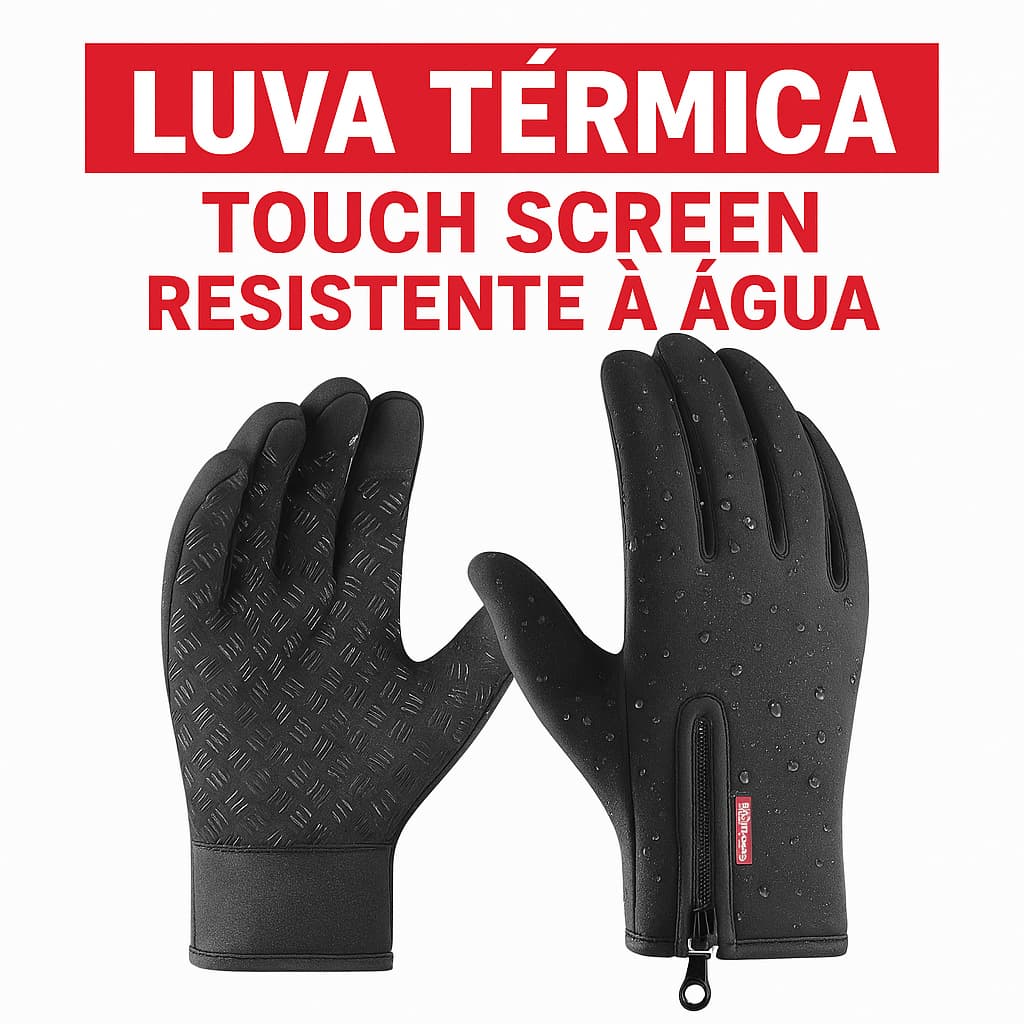 Luva Térmica Touch Screen Resistente à Água Bike Moto
